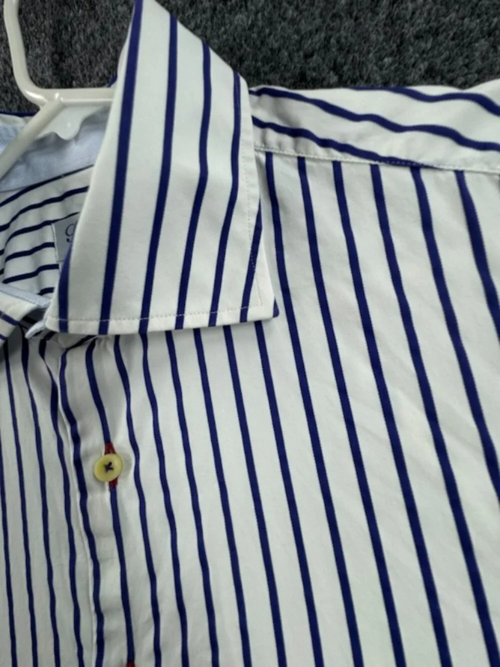 Stenstroms Fitted Body 16.5 Striped Twofold Super Blue White Cotton Shirt Men